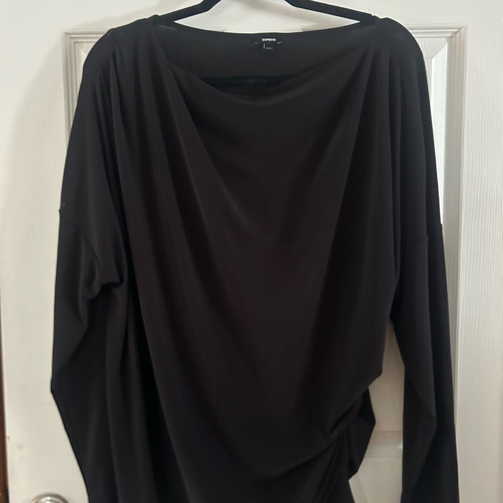 Express Black Draped Blouse Extra Large - Picture 3 of 4